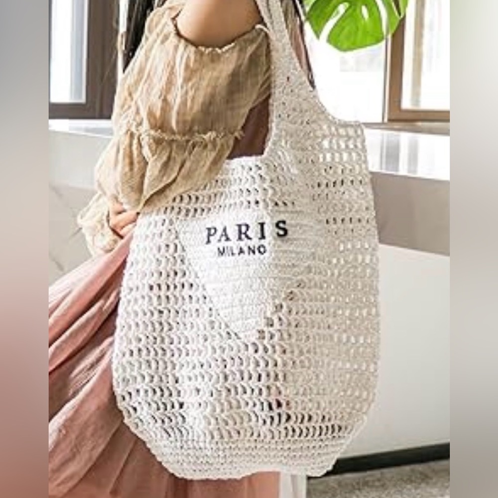 White Crochet Tote Bag